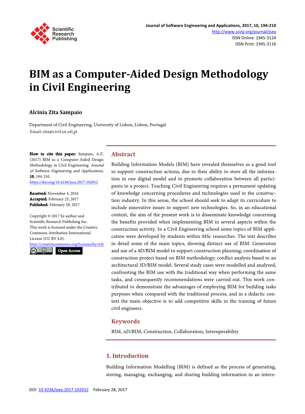 BIM As a Computer-Aided Design Methodology in Civil Engineering