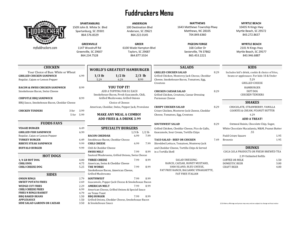 Fuddruckers Menu