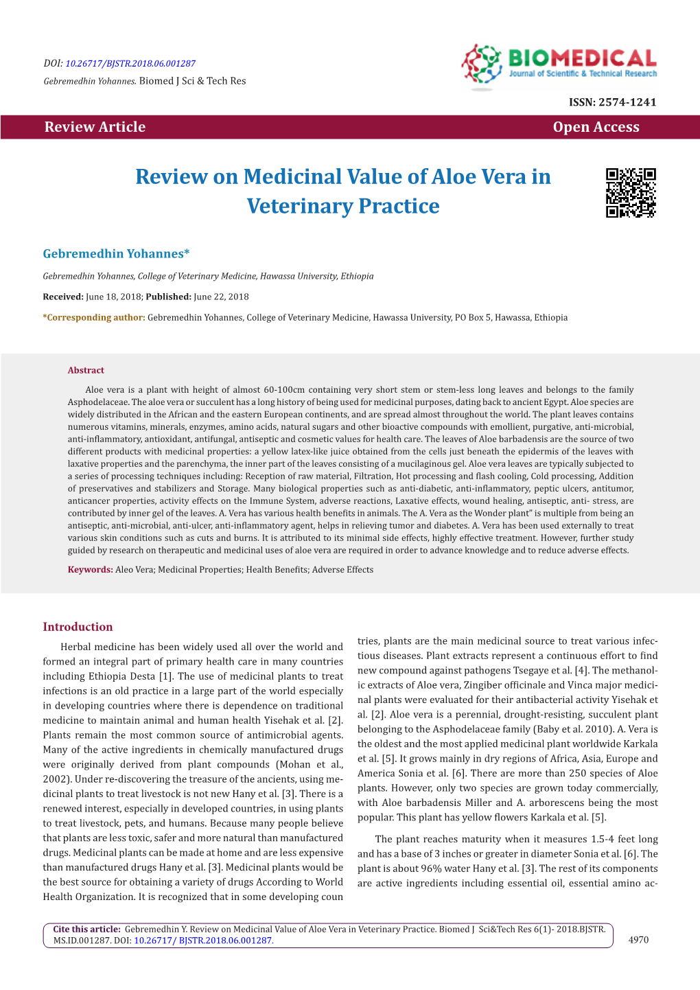 Review on Medicinal Value of Aloe Vera in Veterinary Practice