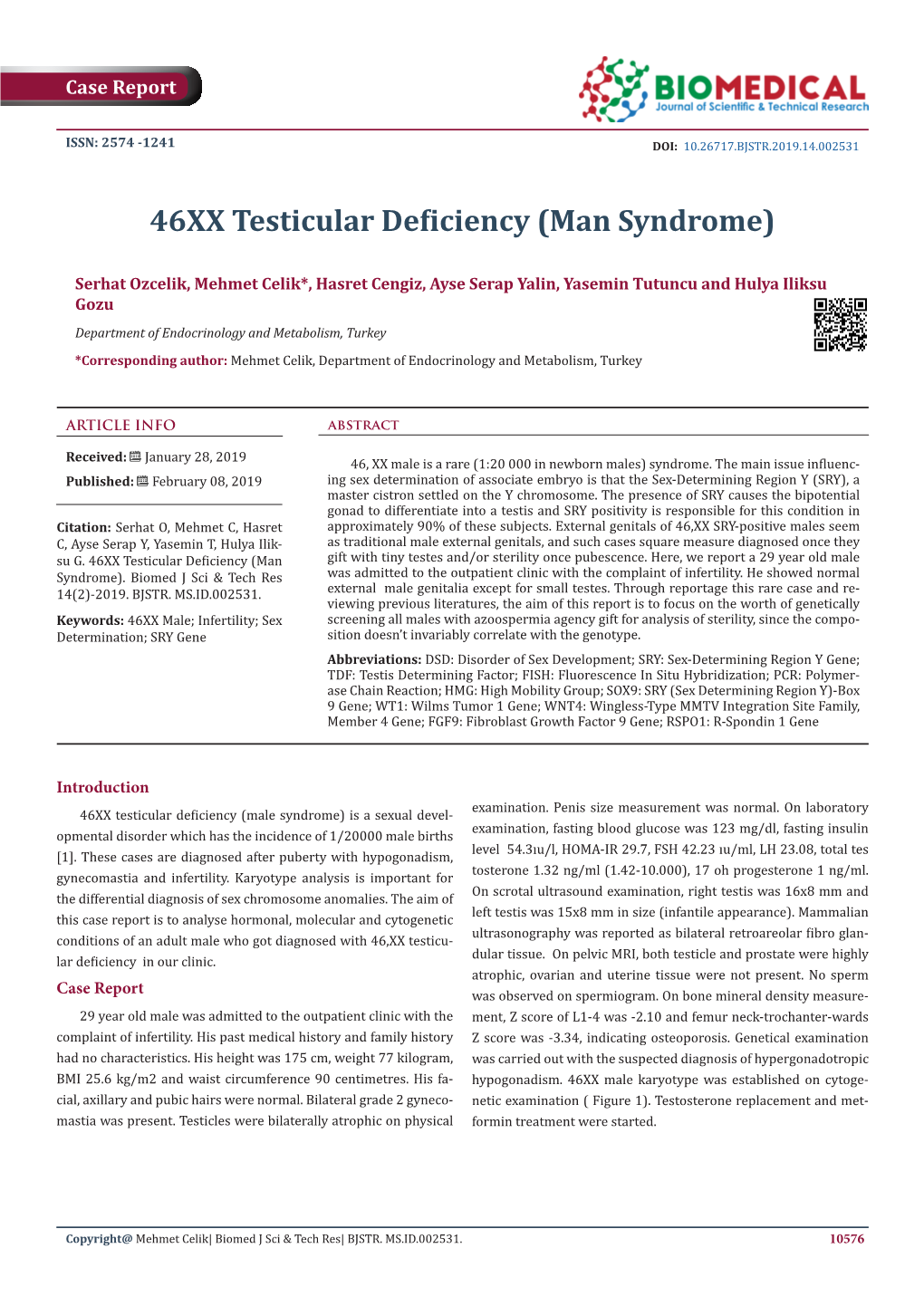 46XX Testicular Deficiency (Man Syndrome)