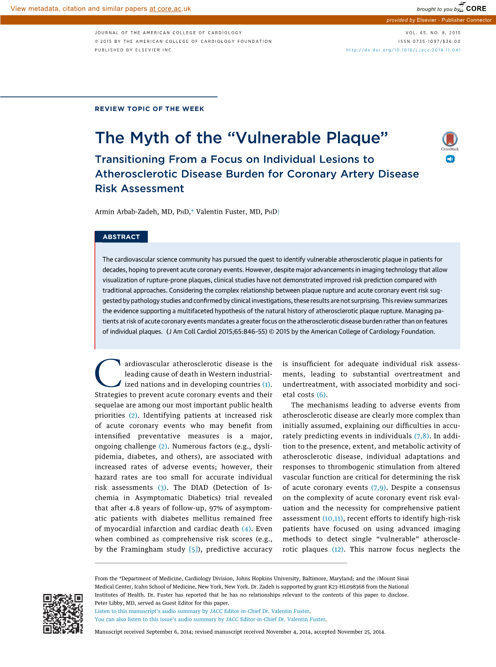 The Myth of the ``Vulnerable Plaque''