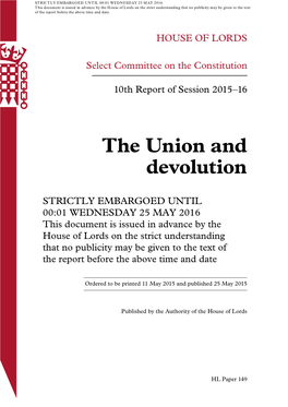 The Union and Devolution