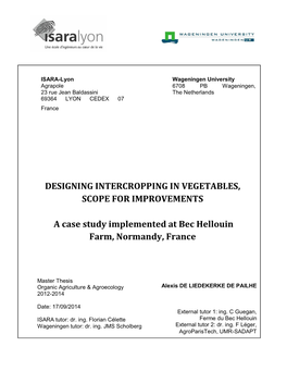 Designing Intercropping in Organic Vegetables, Scope for Improvements