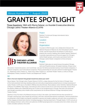 GRANTEE SPOTLIGHT Three Questions: Q&A with Myrna Salazar, Co-Founder & Executive Director, Chicago Latino Theater Alliance (CLATA)