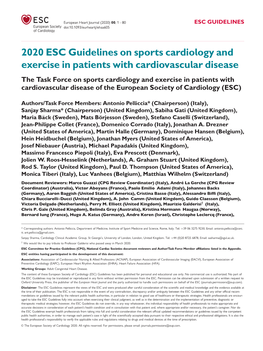 2020 ESC Guidelines on Sports Cardiology and Exercise in Patients