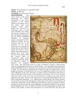 The Cottoniana Or Anglo-Saxon Map DATE: Ca. 995 AD AUTHOR