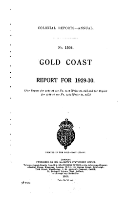 Annual Report of the Colonies, Gold Coast, 1929-30