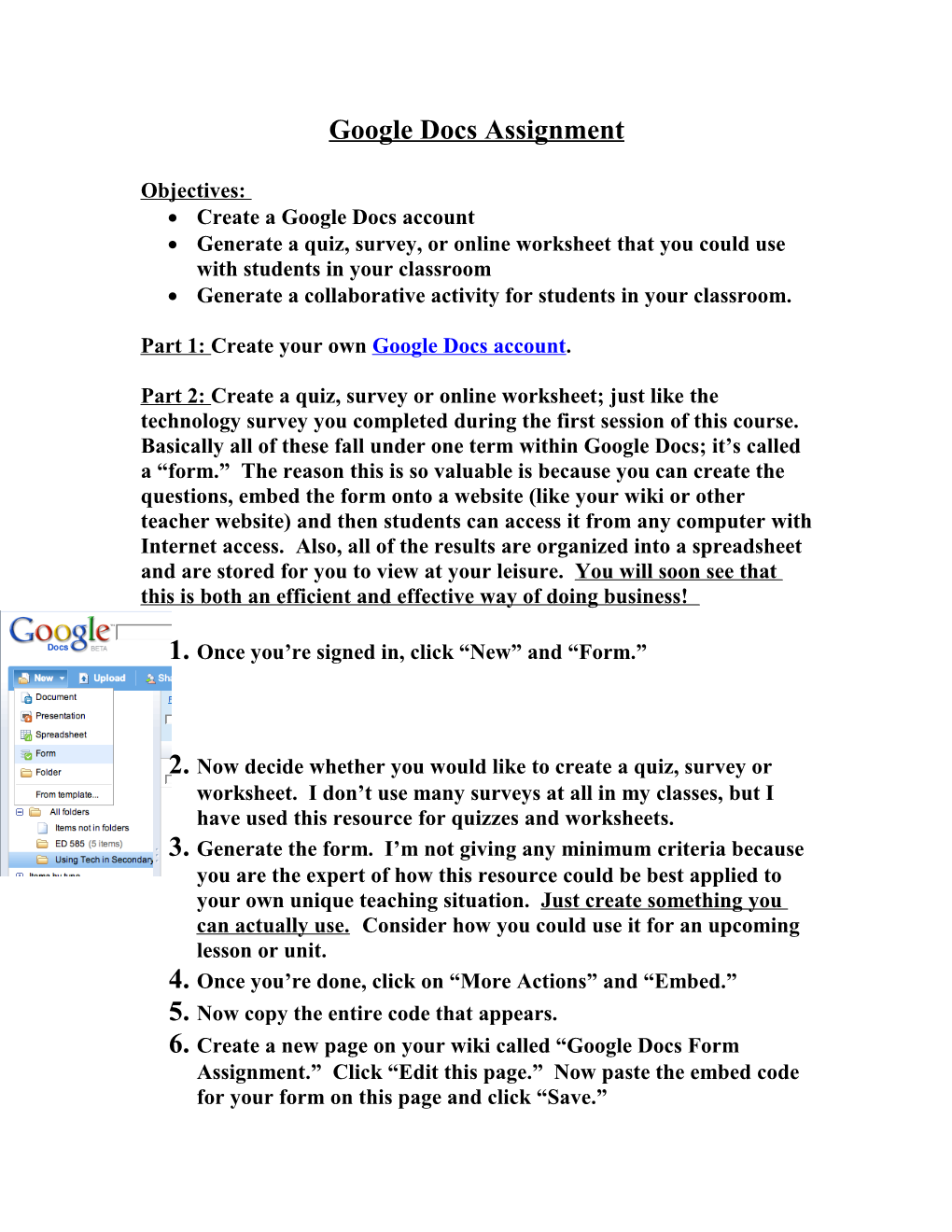 Google Docs Assignment