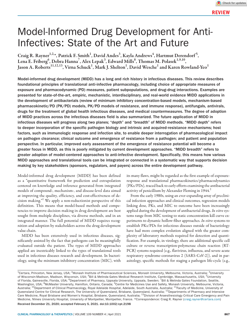 Model‐Informed Drug Development for Anti‐Infectives