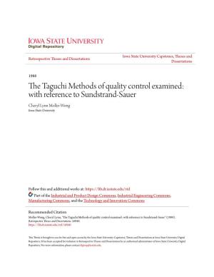 The Taguchi Methods of Quality Control Examined: with Reference to Sundstrand-Sauer