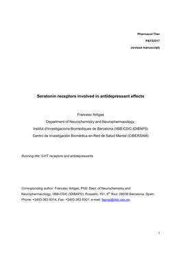 Serotonin Receptors Involved in Antidepressant Effects