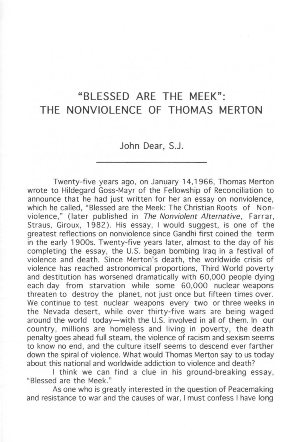 The Nonviolence of Thomas Merton