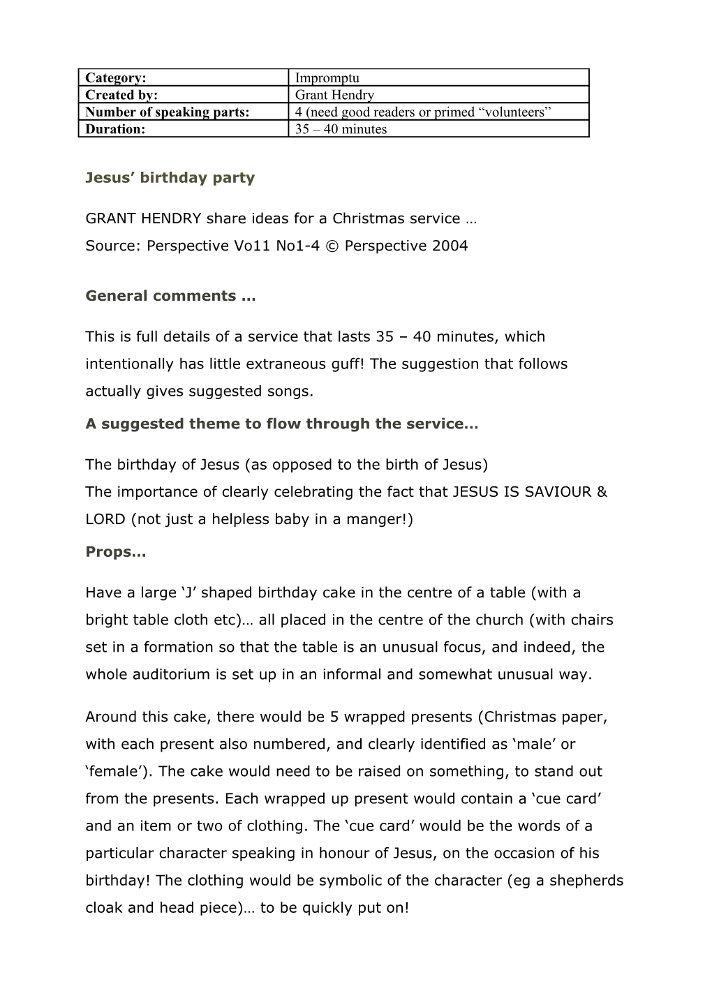 Jesus Birthday Party - Christmas Resources