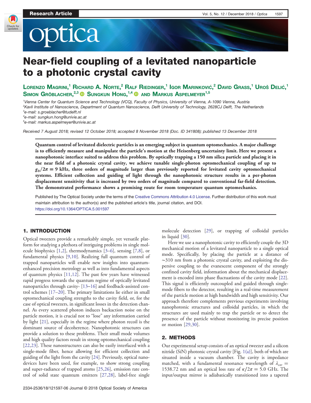 Near-Field Coupling of a Levitated Nanoparticle to a Photonic Crystal Cavity