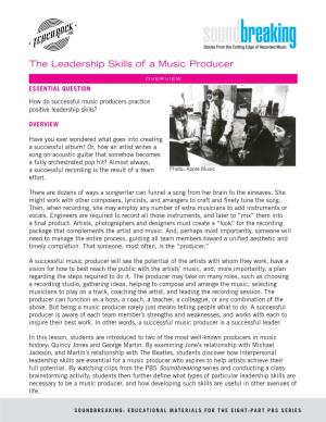 The Leadership Skills of a Music Producer