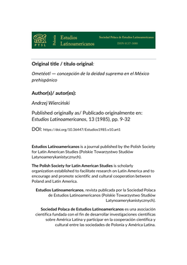 Ometéotl — Concepción De La Deidad Suprema En El México Prehispánico