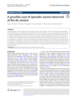 A Possible Case of Sporadic Aurora Observed at Rio De Janeiro Denny M
