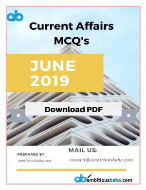 June 2019 Current Affairs MCQ