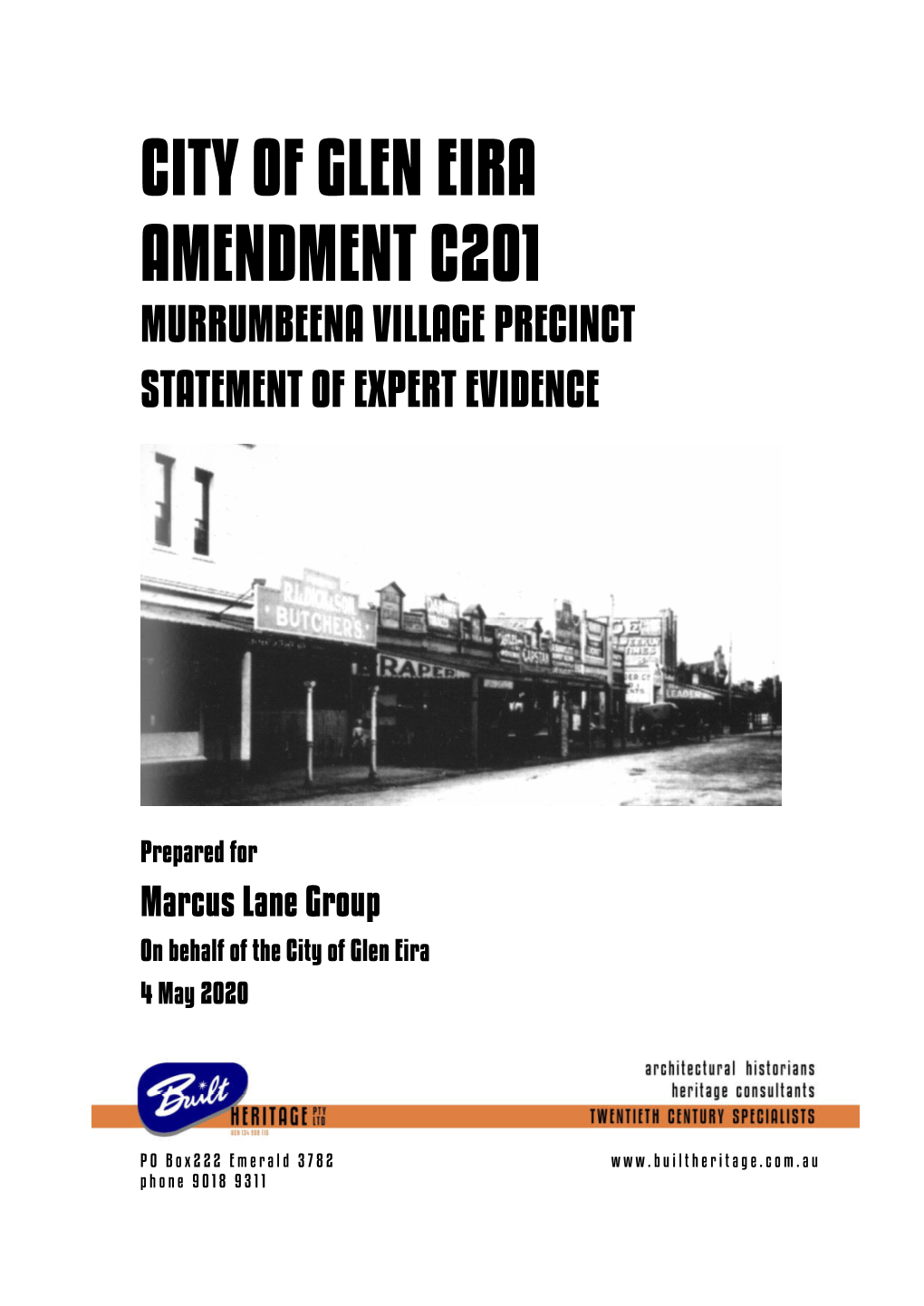 City of Glen Eira Amendment C201 Murrumbeena Village Precinct Statement of Expert Evidence