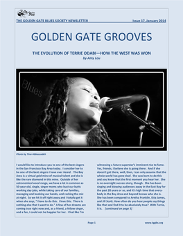 THE GOLDEN GATE BLUES SOCIETY NEWSLETTER Issue 17, January 2014 GOLDEN GATE GROOVES