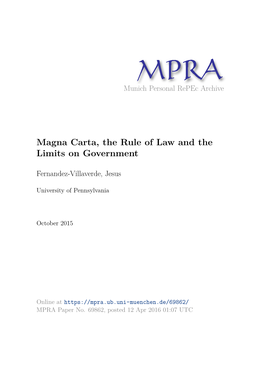 Magna Carta, the Rule of Law and the Limits on Government