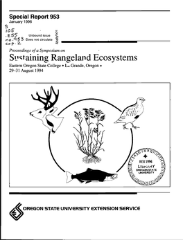 S .Qtaining. Rangeland Ecosystems Eastern Oregon State Collegela Grande, Oregon