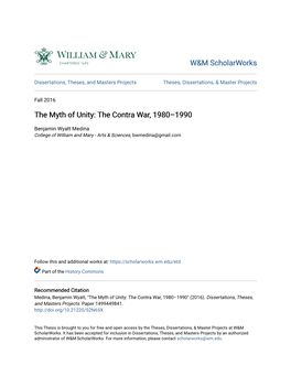 The Myth of Unity: the Contra War, 1980Â•Fi1990