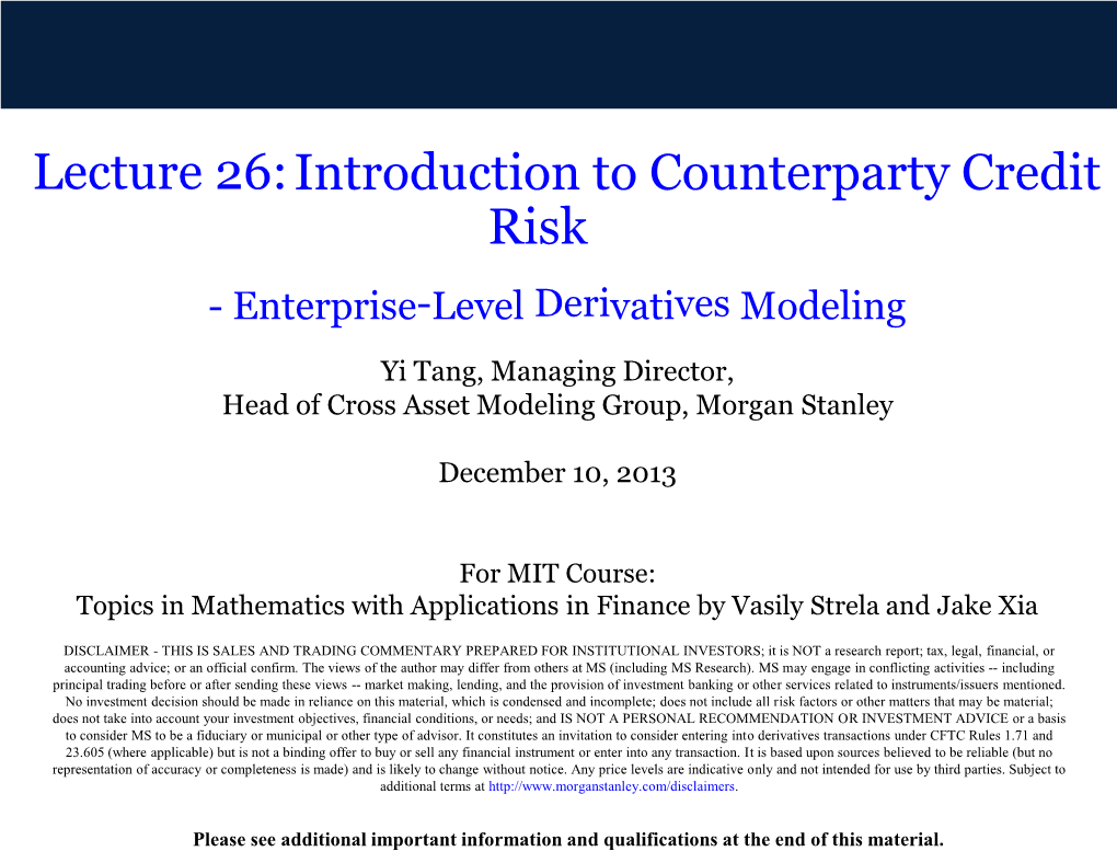 Introduction to Counterparty Credit Risk