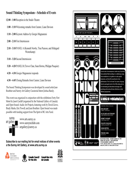 Sound Thinking Symposium – Schedule of Events