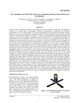 New Capabilities for All-Weather Microwave Atmospheric Sensing Using Cubesats and Constellations