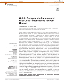 Opioid Receptors in Immune and Glial Cells—Implications for Pain Control
