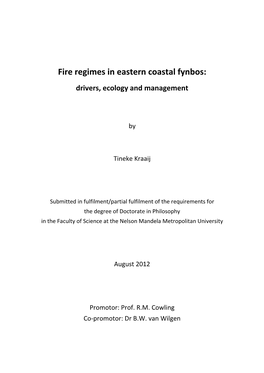 Fire Regimes in Eastern Coastal Fynbos