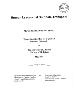 Human Lysosomal Sulphate Transport