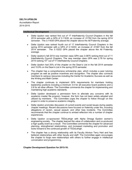 DELTA UPSILON Accreditation Report 2014-2015