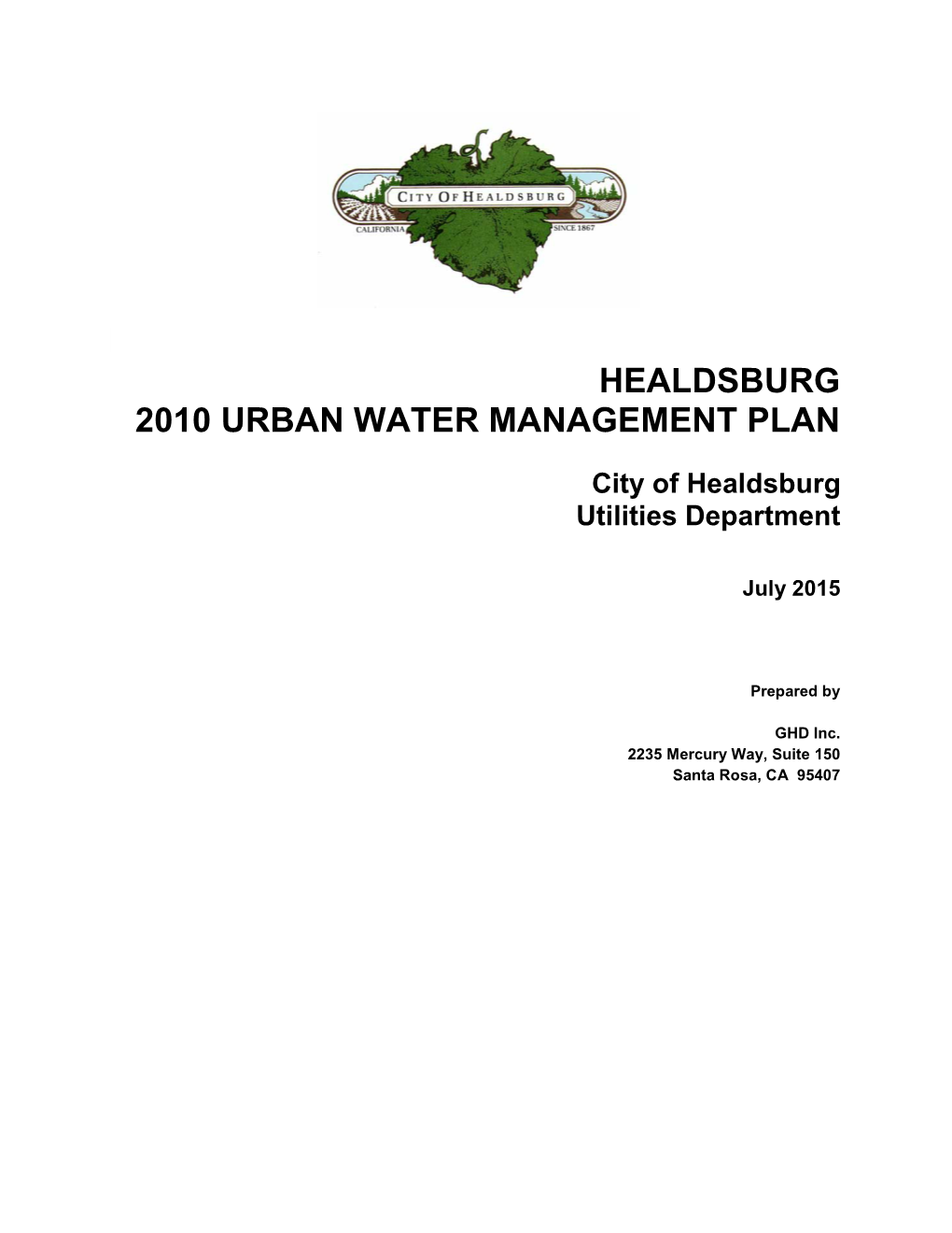 Healdsburg 2010 Urban Water Management Plan