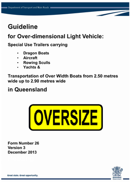 Guideline for Over-Dimensional Light Vehicle: Special Use Trailers Carrying