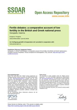 'Fertile Debates: a Comparative Account of Low Fertility in the British