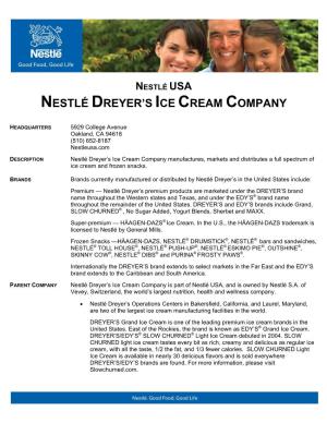 Nestlé Dreyer's Ice Cream Company