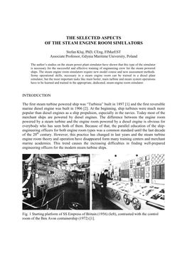 The Selected Aspects of the Steam Engine Room Simulators