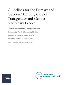 Guidelines for the Primary and Gender-Affirming Care of Transgender and Gender Nonbinary People