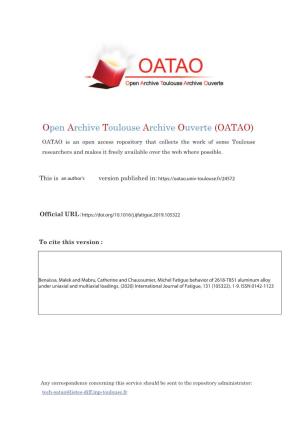 Fatigue Behavior of 2618-T851 Aluminum Alloy Under Uniaxial and Multiaxial Loadings