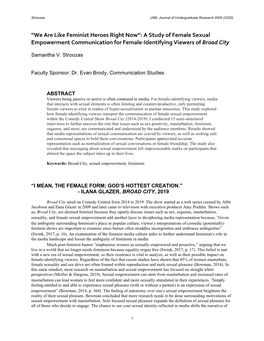 “We Are Like Feminist Heroes Right Now”: a Study of Female Sexual Empowerment Communication for Female-Identifying Viewers of Broad City