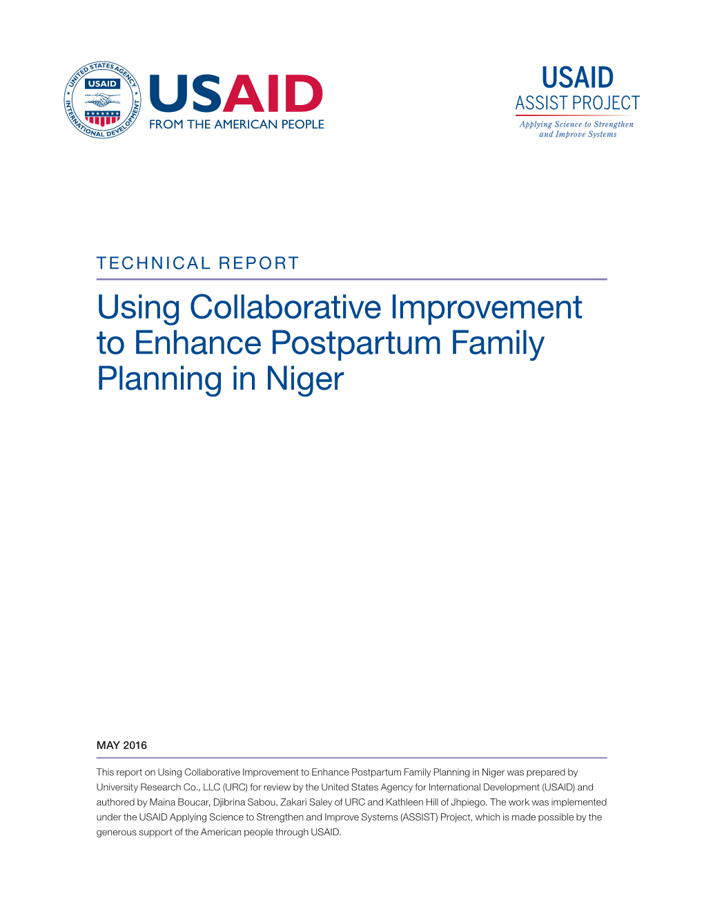Using Collaborative Improvement to Enhance Postpartum Family Planning in Niger