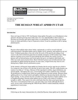 The Russian Wheat Aphid in Utah