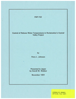 PAP-732 Control of Release Water Temperatures in Reclamation's