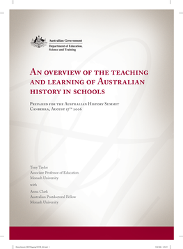 An Overview of the Teaching and Learning of Australian History in Schools