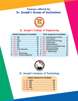 Courses Offered by St. Joseph's Group of Institutions