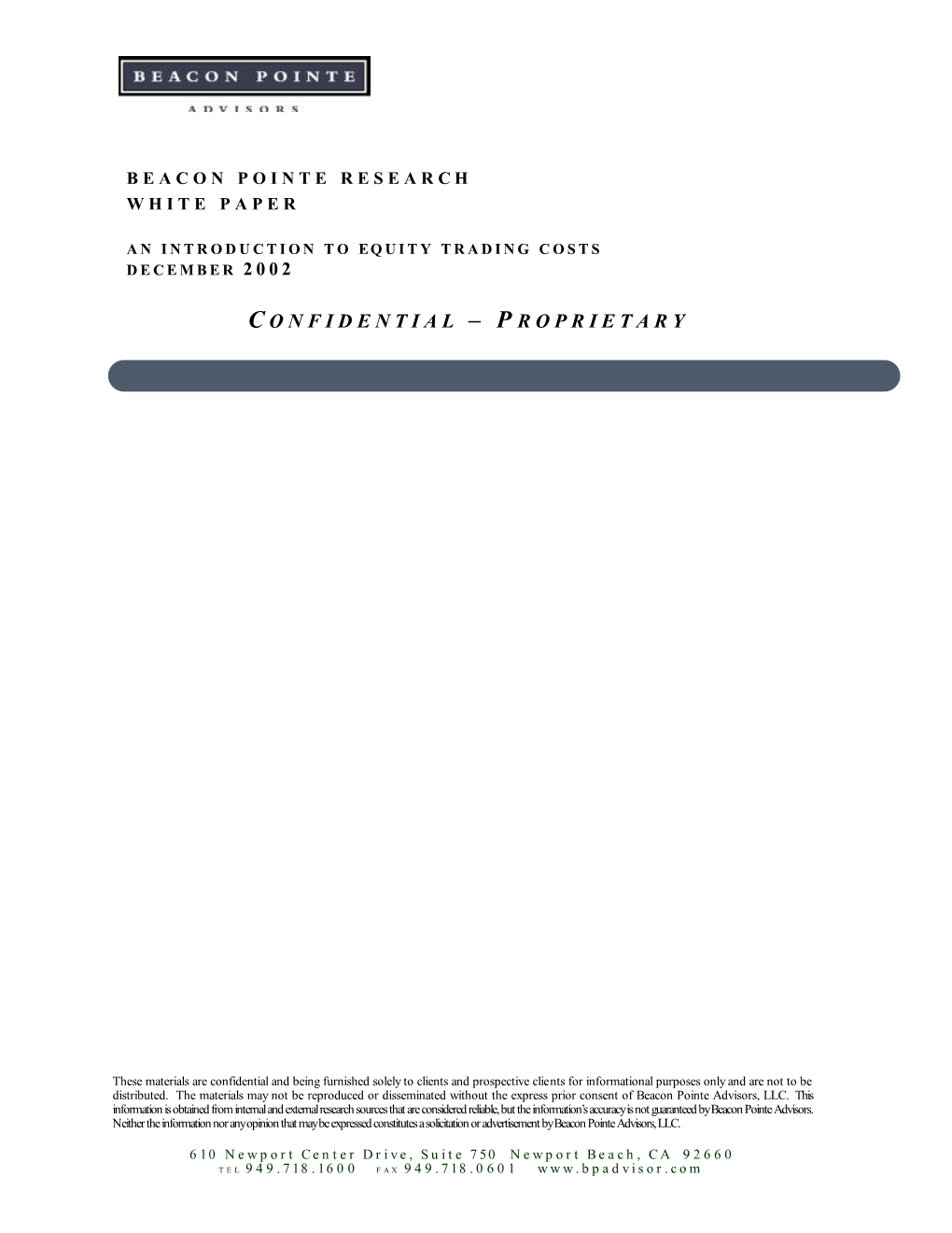 An Introduction to Equity Trading Costs December 2002