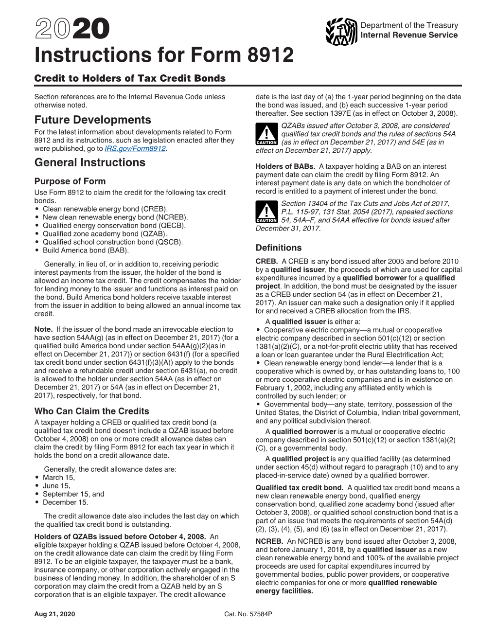 2020 Instructions for Form 8912