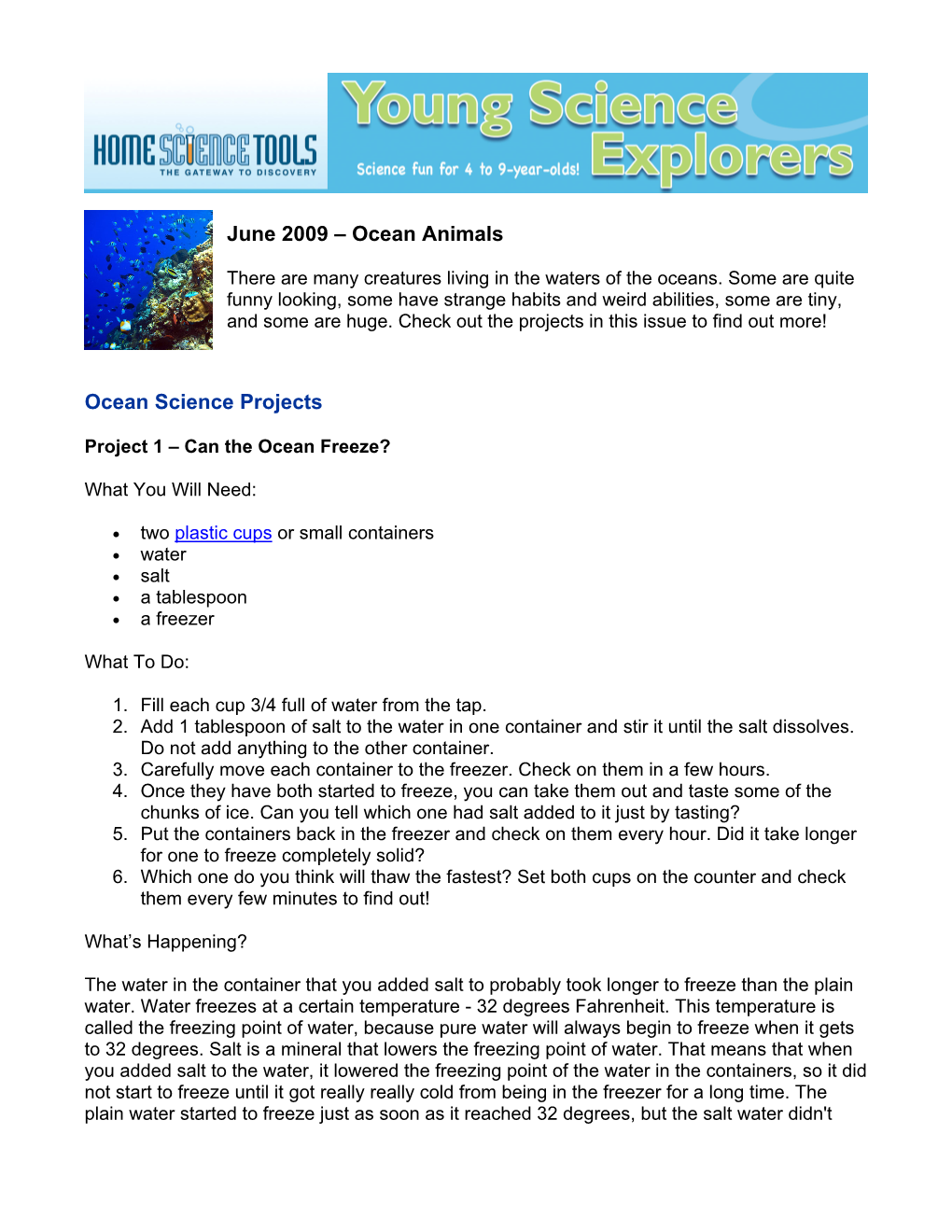 June 2009 – Ocean Animals Ocean Science Projects